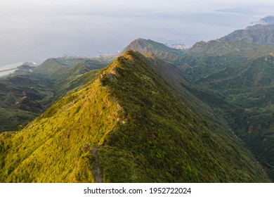 Aerial view of Peak of Banping Mountain, Gongliao, New Taipei City, Taiwan
Beautiful grassland, prairie in Peak of Banping Mountain Trail passes over the peak of Mt. Teapot in Taiwan.