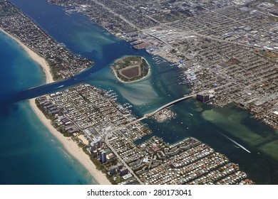 Aerial View Of Peanut Island And The Port Of Palm Beach, Florida