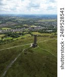 Aerial view of Peel Tower in Bury Lancashire England. 