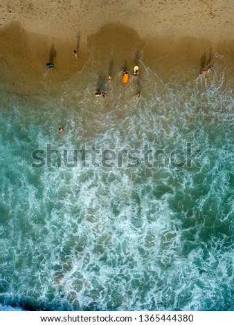 Similar – Aerial Summer View Of Clear Ocean Water Full Of Tourists