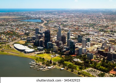 Aerial view of Perth city skyline, Western Australia
