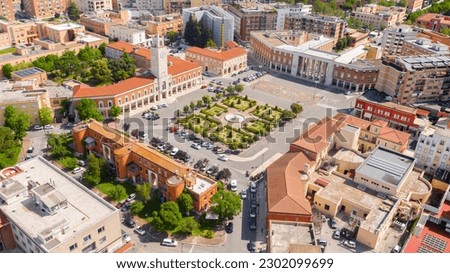 Aerial view of Piazza del Popolo and historical center of Latina, Italy. It is the main square of the regional capital of Lazio and where the town hall is located. ストックフォト © 