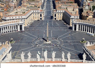 Aerial View Of The Piazza San Pietro (Saint Peter Square) In Vatican City, Rome, Italy