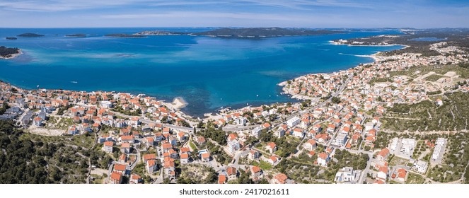 An aerial view of the picturesque coastal town of Brodarica, Croatia - Powered by Shutterstock