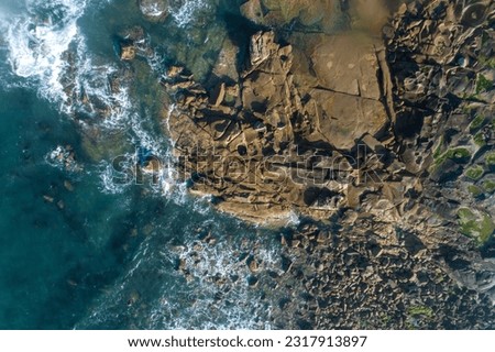 aerial view of a piece of rocky shore