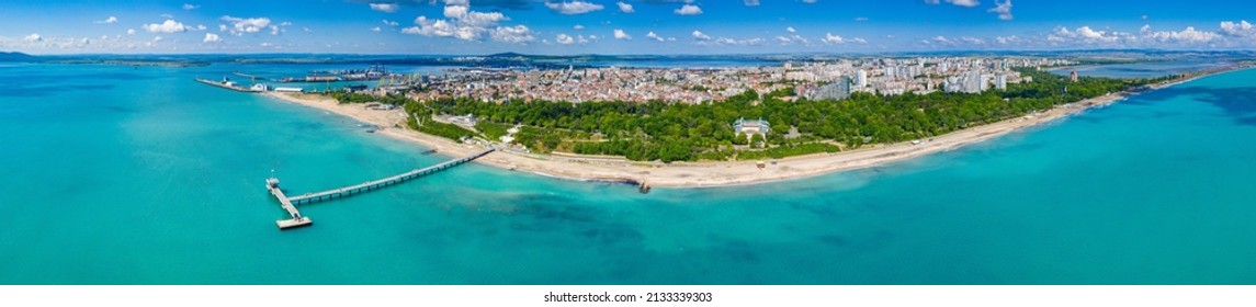Aerial view of the pier of Burgas in Bulgaria