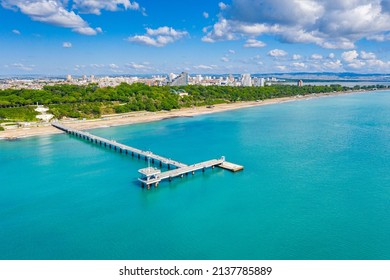 Aerial view of the pier of Burgas in Bulgaria