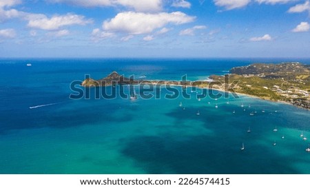 Aerial view of pigeon island beach in Gros islet, Saint Lucia Imagine de stoc © 