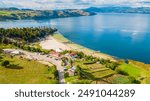 Aerial View of Playa Blanca at Laguna de Tota, Boyacá - Colombian Andean Paradise