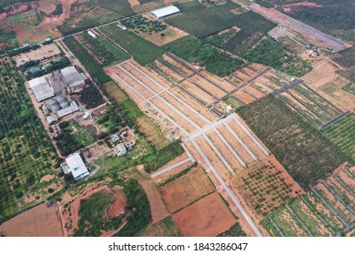 Aerial View Of Plots Amidst The Natural Beauty Of Bengaluru Outskirts. 
