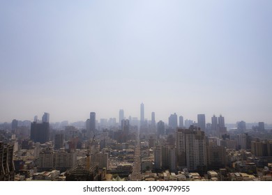 Aerial View Of PM2.5 Air Pollution In Kaohsiung City, Taiwan.