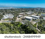 Aerial view of Point Loma Nazarene University  private Christian liberal arts college in Point Loma oceanfront in San Diego, California academic center, business school, 