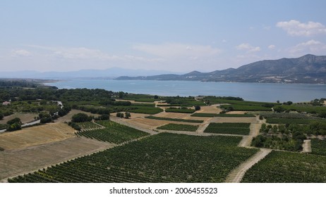 Aerial View Of Polyphytos Artifical Lake In Kozani Greece