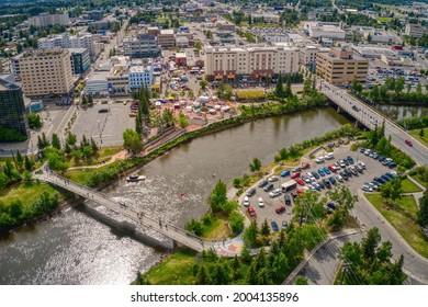 Aerial View Of The Popular Midnight Sun Festival In Fairbanks, Alaska