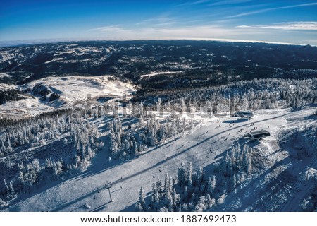 Aerial View of popular Ski Slope in South Dakota Black Hills