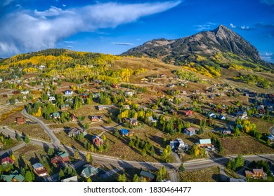 Aerial View of the Popular Ski Town of Crested Butte, Colorado in Peak Autumn Colors - Shutterstock ID 1830464477