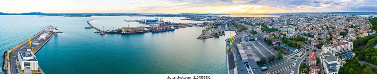 Aerial View Of The Port Of Bourgas In Bulgaria
