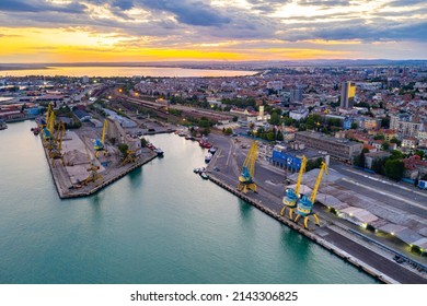 Aerial View Of The Port Of Bourgas In Bulgaria