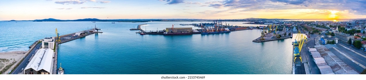 Aerial View Of The Port Of Bourgas In Bulgaria
