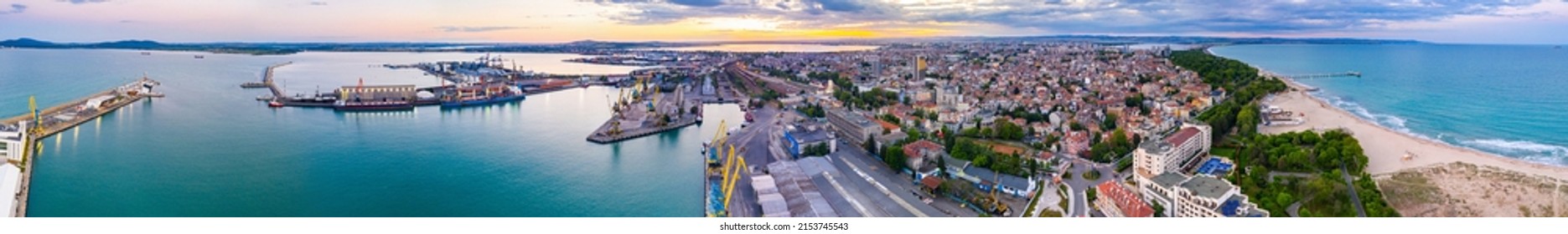 Aerial View Of The Port Of Bourgas In Bulgaria
