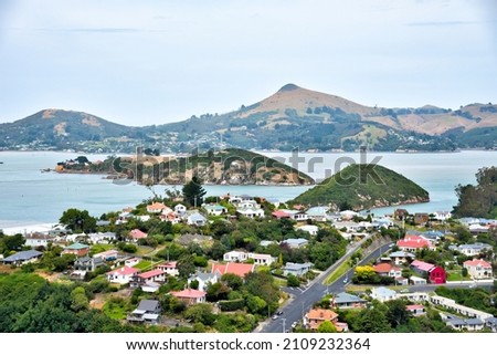 Aerial view of Port Chalmers in New Zealand