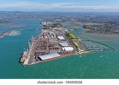 Aerial View Of Port Of Tauranga, North Island, New Zealand