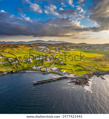 Aerial view of Portnoo harbour and Inishkeel Island in County Donegal, Ireland Stok fotoğraf © 