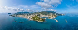 Aerial View Of Porto D'Ischia Town At Ischia Island, Italy.