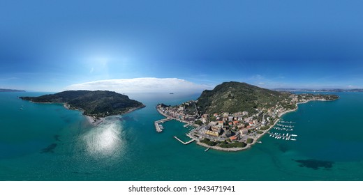 Aerial view of Portovenere village and Palmaria island. Porto Venere, Cinque Terre, La Spezia province, Liguria, Italy - Shutterstock ID 1943471941