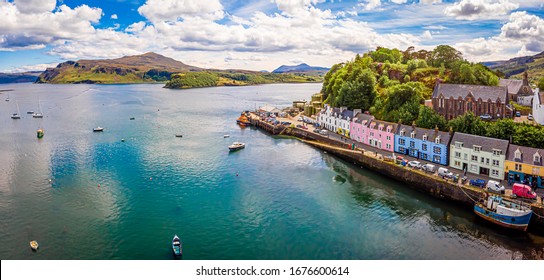 Aerial View Of Portree, Isle Of Skye, Scotland, UK