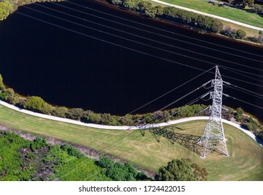 Aerial View Of Power Lines, Western Australia