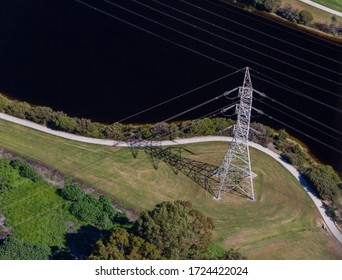 Aerial View Of Power Lines, Western Australia