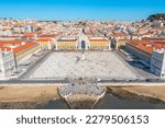 Aerial view of Praca do comercio in Lisbon, Portugal..