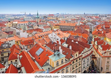 Aerial view of Prague city, Czech republic