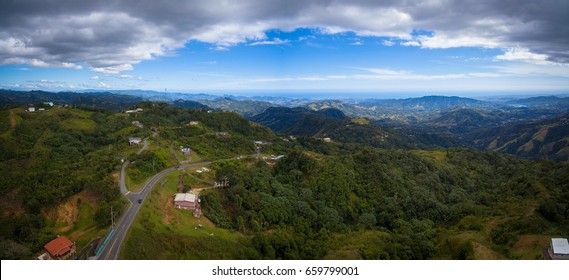 Aerial View Of Puerto Rico Mountains.