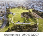 Aerial view of quarries park on a cool winter