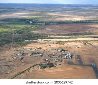 Aerial View Of The Queensland Outback Town Of Birdsville.