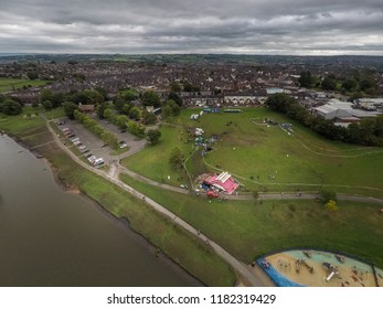 Aerial View Of The Race For Life Mud Run In Central Forest Park, Stoke On Trent, Breast Cancer Charity Awareness