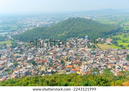 Aerial view of Ramtek village, Nagpur, Maharashtra, India.