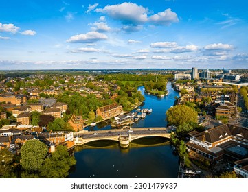 Aerial view of Reading, a large town on the Thames and Kennet rivers in southern England, UK - Shutterstock ID 2301479937