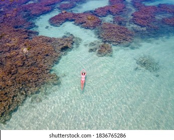Aerial view of reefs of Maragogi, Coral Coast Environmental Protection Area, Maragogi, Alagoas, Brazil