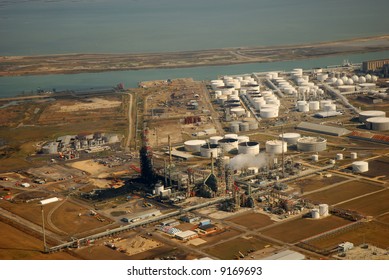 Aerial View Of Refinery In Corpus Christi, Texas