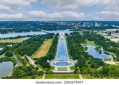 Aerial view of the Reflecting Pool in Washington DC, USA. - Powered by Shutterstock