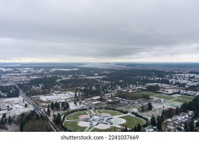 Aerial view of the Regional Athletic Complex of Lacey, Washington in December of 2022 