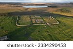 An aerial view of the remains of an auxiliary fort on Hadrian