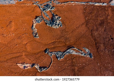 Aerial View Of A Reservoir Full Of Red Toxic Sludge. Hungary - Red Mud Storage