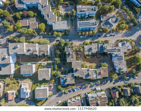 Aerial view of residential area in city of\
Zurich in Switzerland