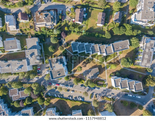 Aerial view of residential area in city of\
Zurich in Switzerland