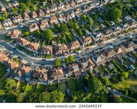 An aerial view of a residential area of Ipswich, Suffolk, UK