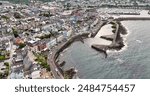 Aerial view of Residential homes and town houses in Bangor Town on the Co Down Coastline Northern Ireland 